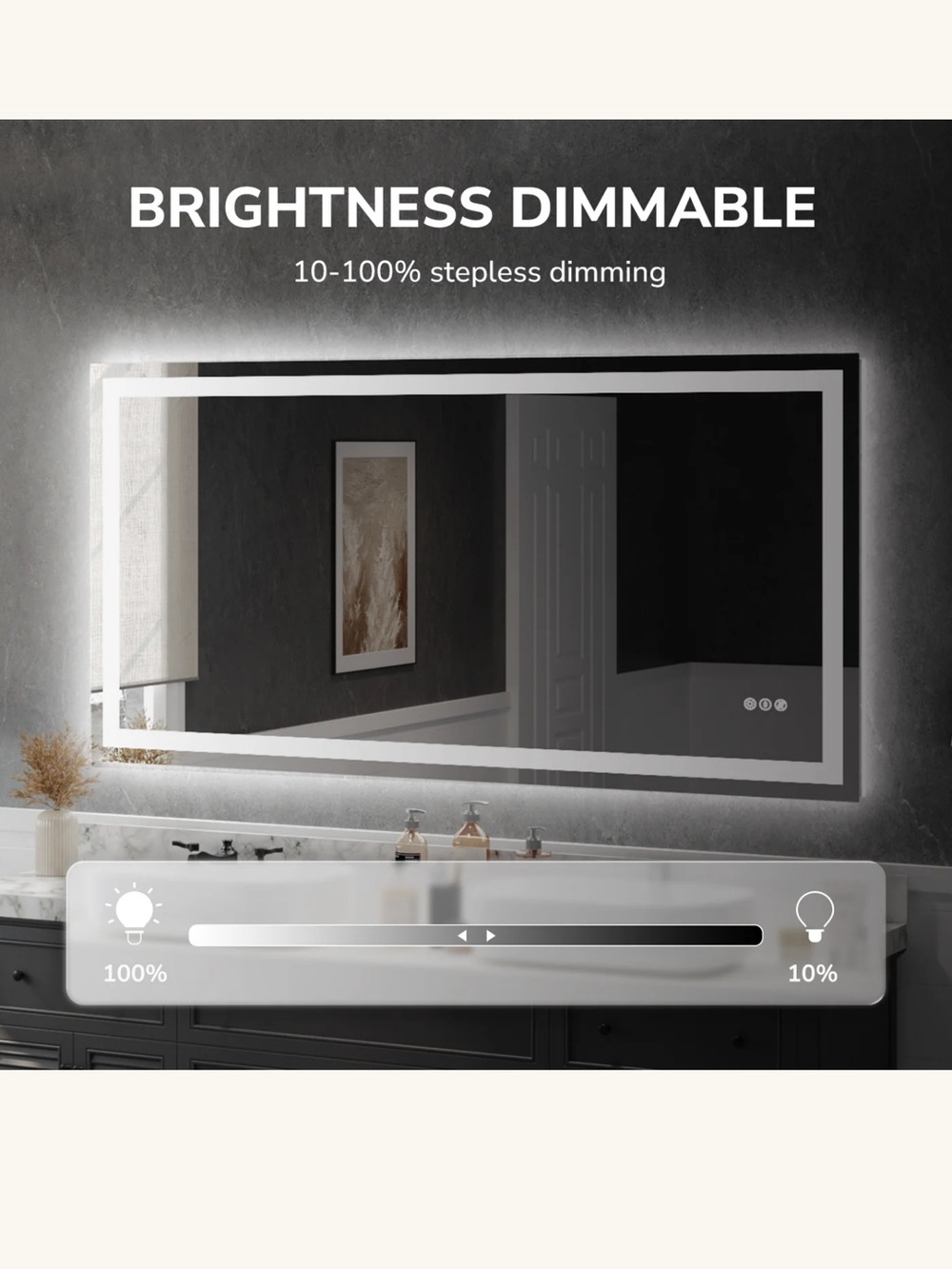 LED Backlit and Front Rectangular Bathroom Mirror - Picture 3 of 7